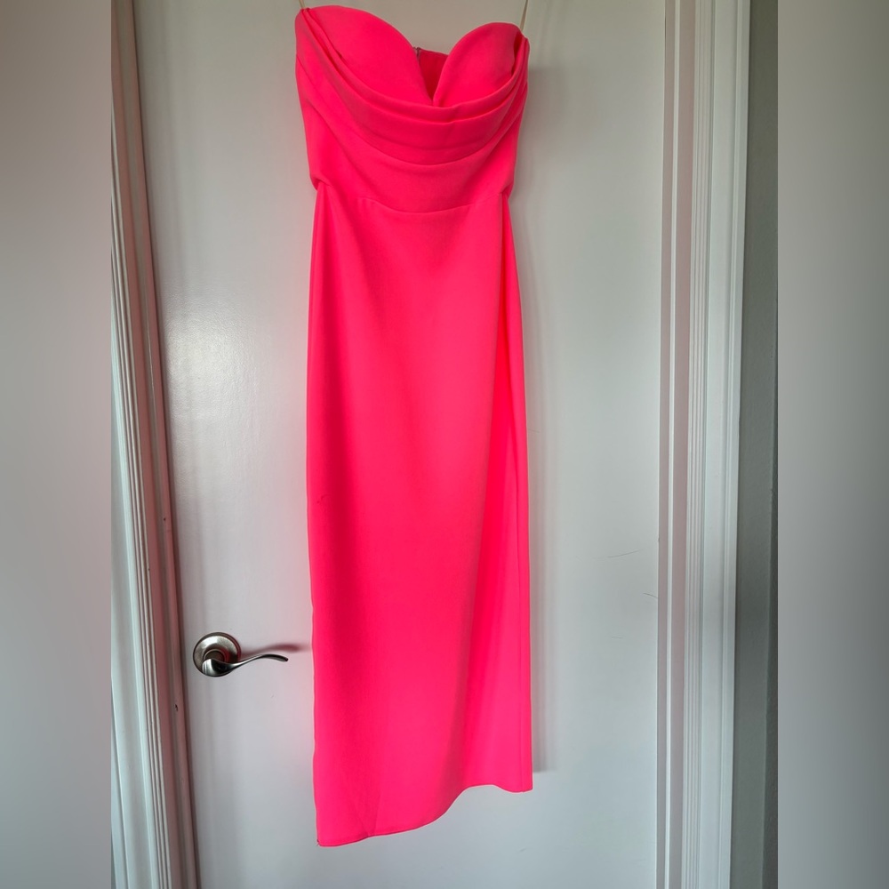 Alex Perry Neon Pink Strapless Bustier Dress